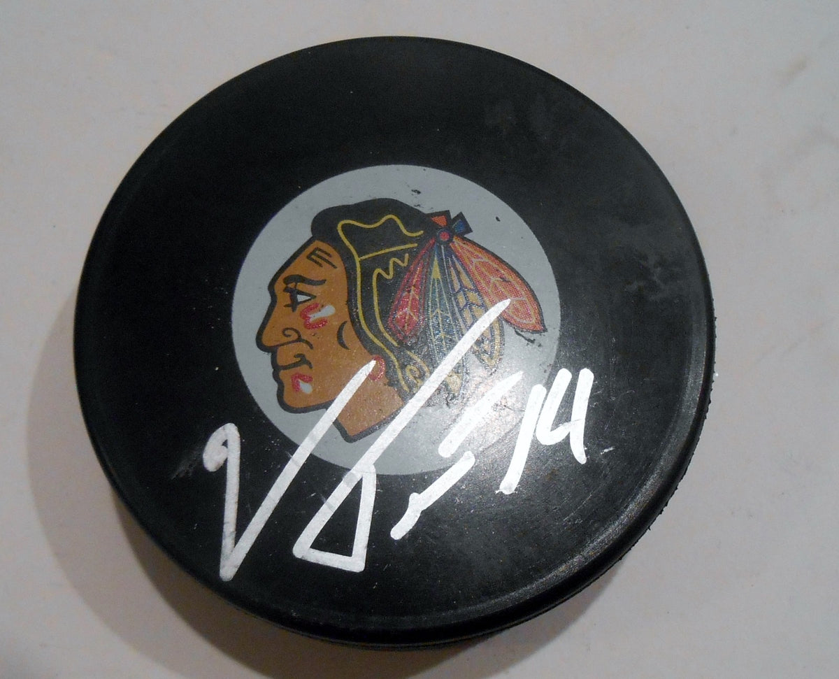 Viktor Tikhonov Signed Chicago Blackhawks Hockey Puck w/COA