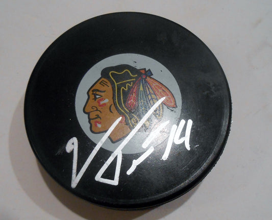 Viktor Tikhonov Signed Chicago Blackhawks Hockey Puck w/COA