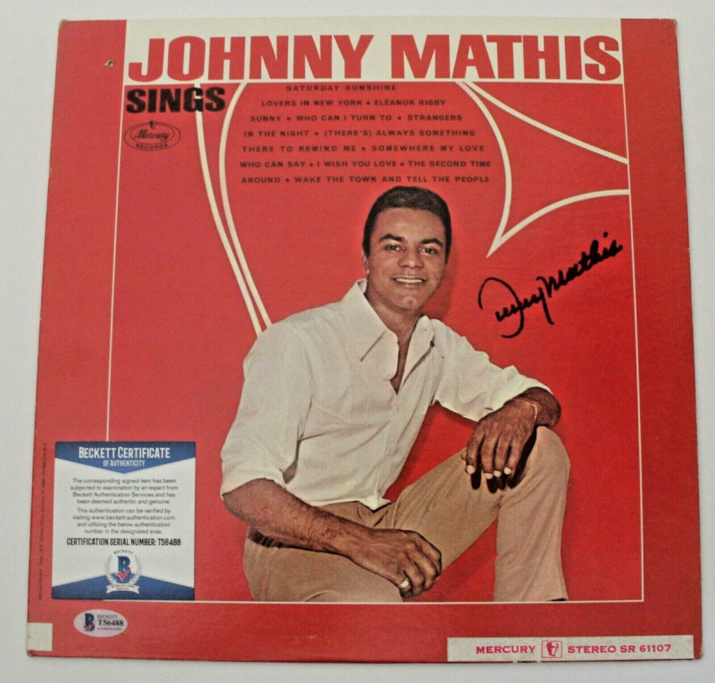 Johnny Mathis Signed Vinyl Record Album W/Beckett COA Proof Chestnuts T56488