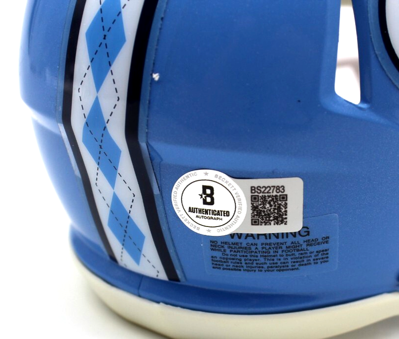 Omarion Hampton UNC Tar Heels Signed Mini Football Helmet w/Beckett BS22783