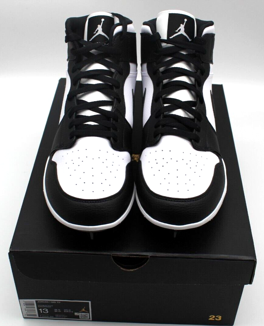 Nike Air Jordan 1 Mid TD Panda Football Cleat Men's Sizes 14 thru 16 FJ6805-100