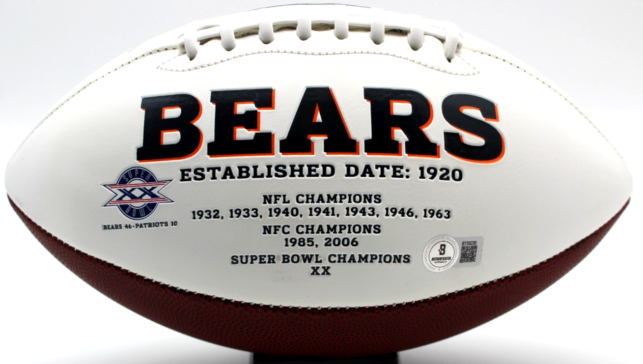Mike Singletary Signed Chicago Bears Logo Football w/Beckett BAS BT56236