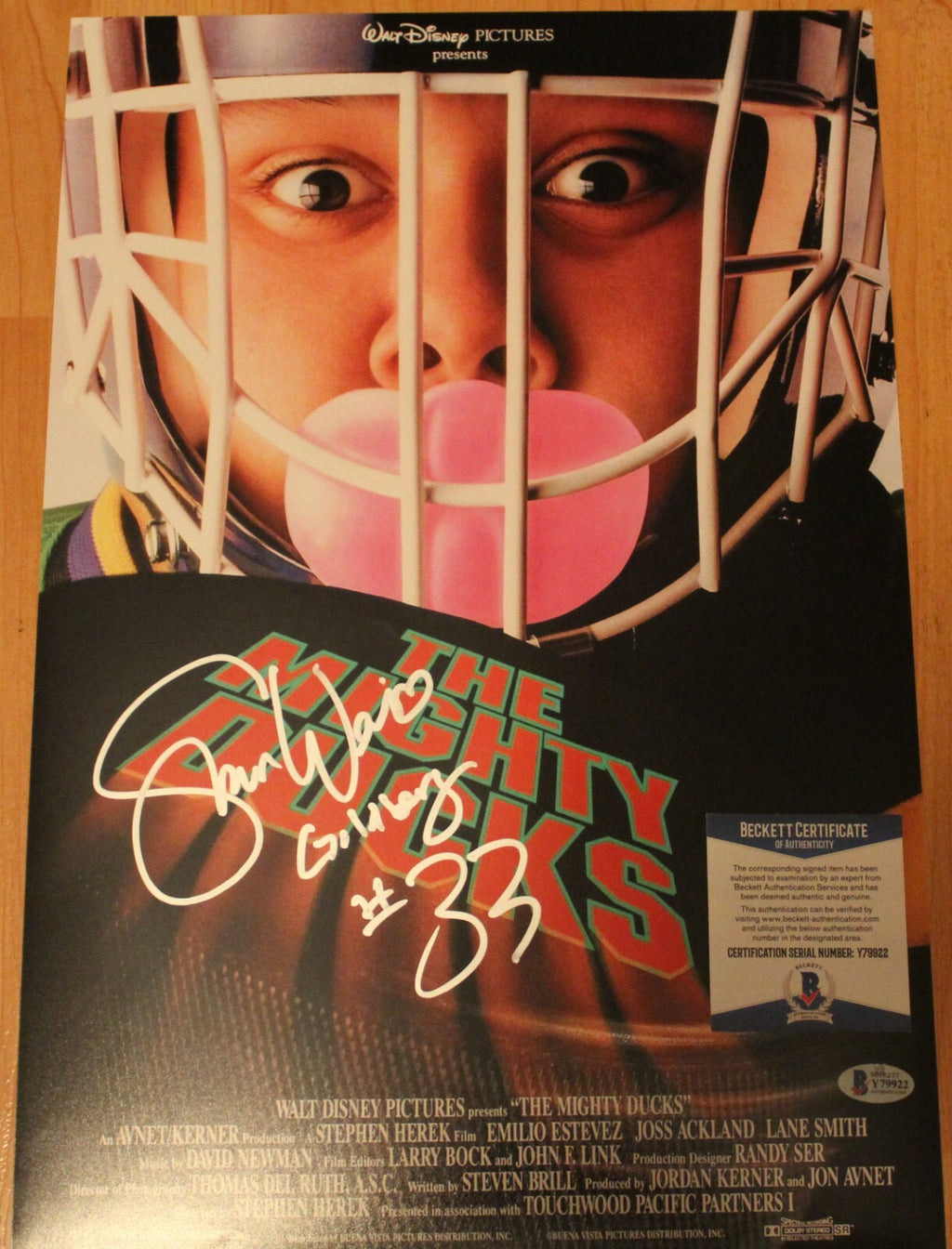 Shaun Weiss Signed Mighty Ducks Movie Poster 12x18 Photo w/Beckett COA Goldberg