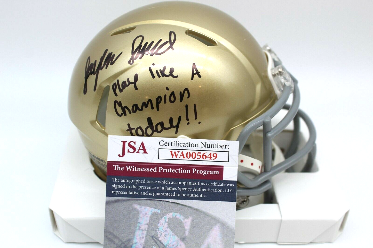 Jaylen Sneed Signed Notre Dame Fighting Irish Mini Football Helmet w/JSA COA #2