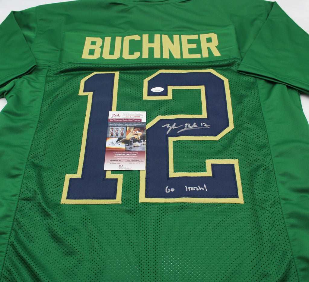 Tyler Buchner Signed Custom Notre Dame Green Jersey w/JSA COA Witness Go Irish!