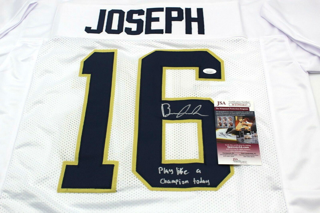 Brandon Joseph Signed Custom White Notre Dame Football Jersey w/JSA COA Proof