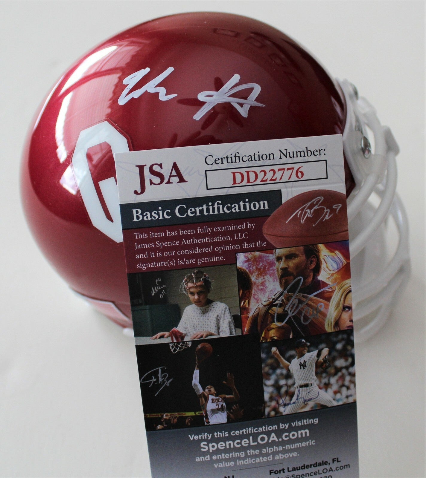 Jadon Haselwood Signed Oklahoma Sooners Mini Helmet w/JSA COA DD22776 C