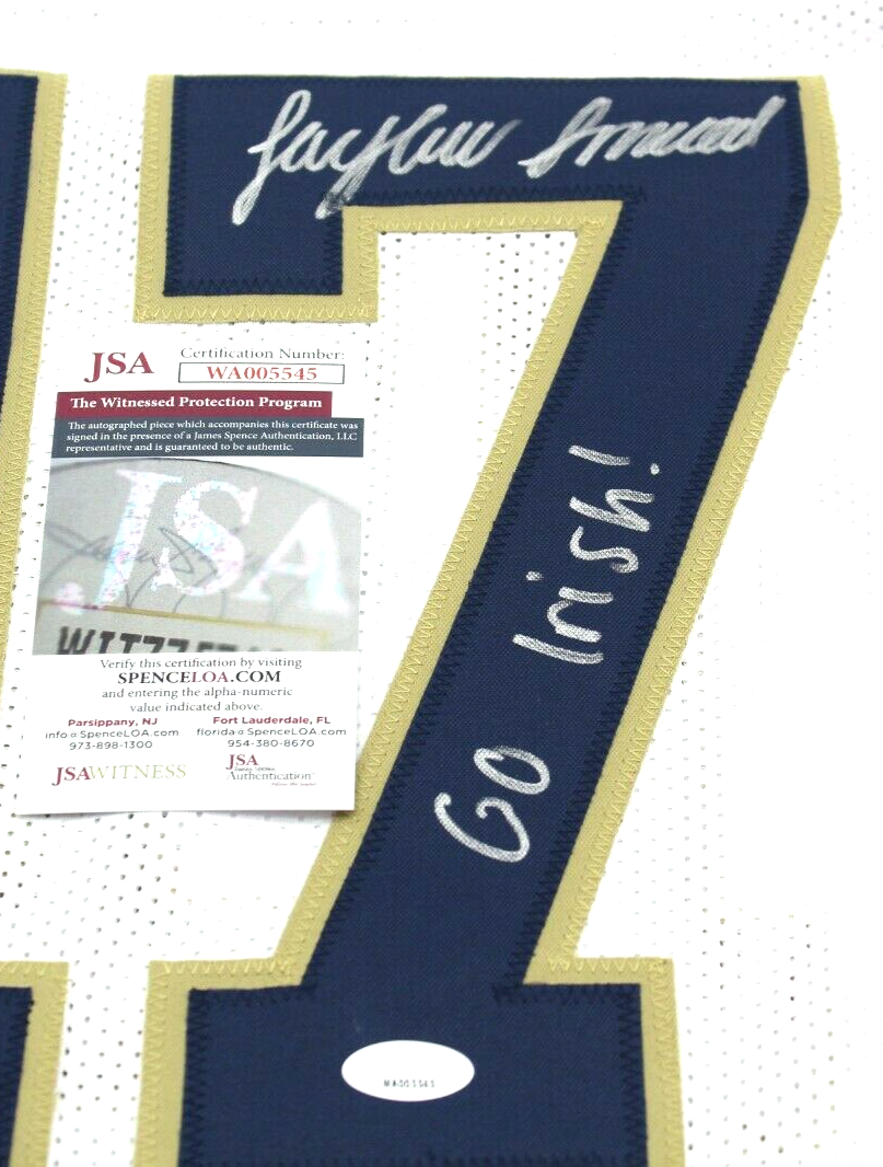 Jaylen Sneed Signed Custom White Notre Dame Football Jersey w/JSA COA Proof #2