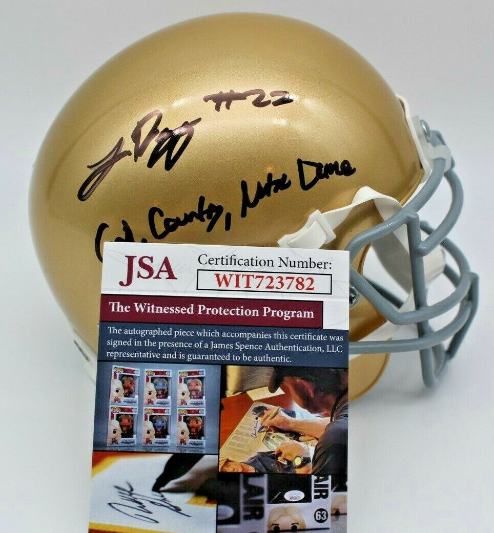 Logan Diggs Signed Notre Dame Fighting Irish Mini Helmet w/JSA COA Witness #1