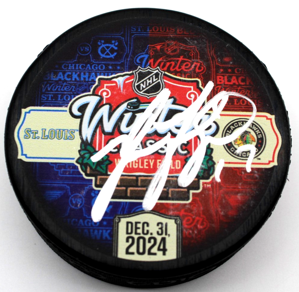 Nick Foligno Signed Chicago Blackhawks 2024 Winter Classic Hockey Puck w/COA #1