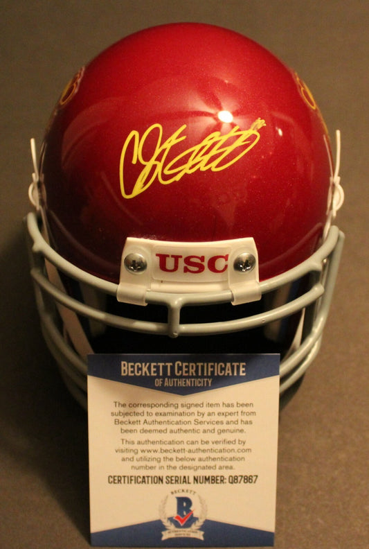 Chris Steele Signed USC Trojans Mini Football Helmet w/Beckett COA Fight On! C