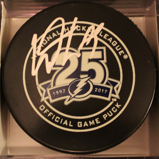 Cory Conacher Signed Tampa Bay Lightning Game Puck w/COA 25th Anniversary