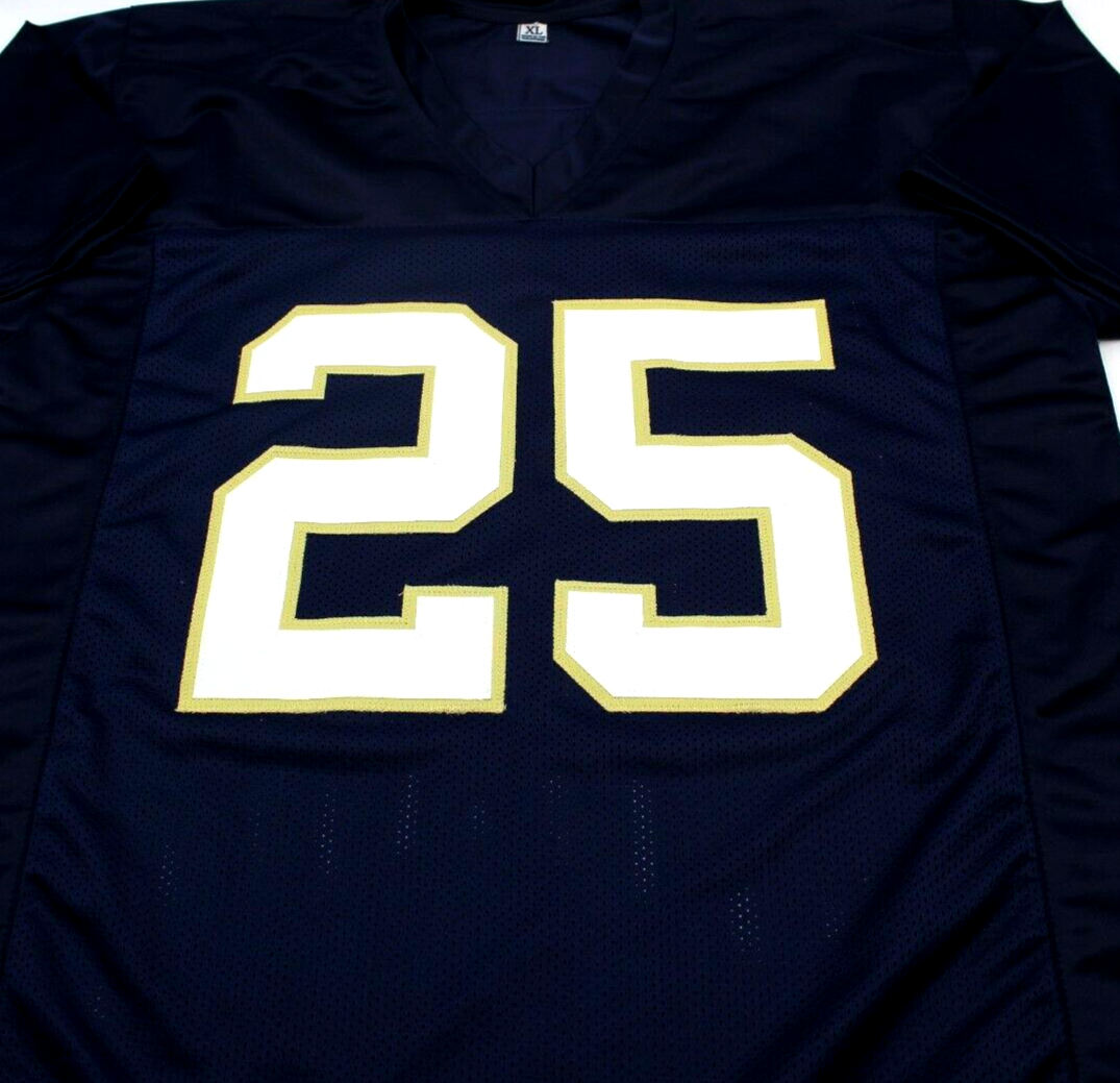 Chris Tyree Signed Custom Blue Notre Dame Football Jersey w/JSA COA Proof Jet
