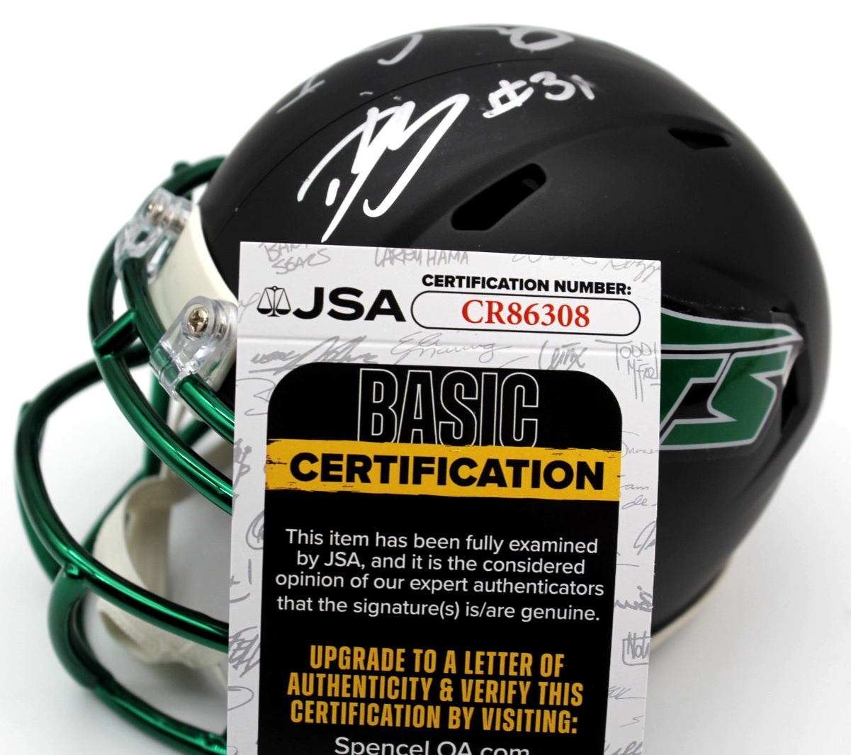David Bailey & Omar Cooper Jr. NY Jets Signed Mini Helmet w/JSA COA CR86308