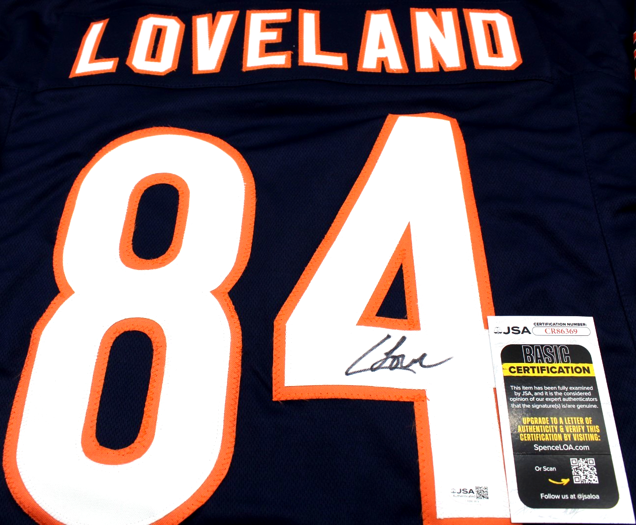Colston Loveland Signed Chicago Bears Custom Football Jersey w/JSA COA CR86369