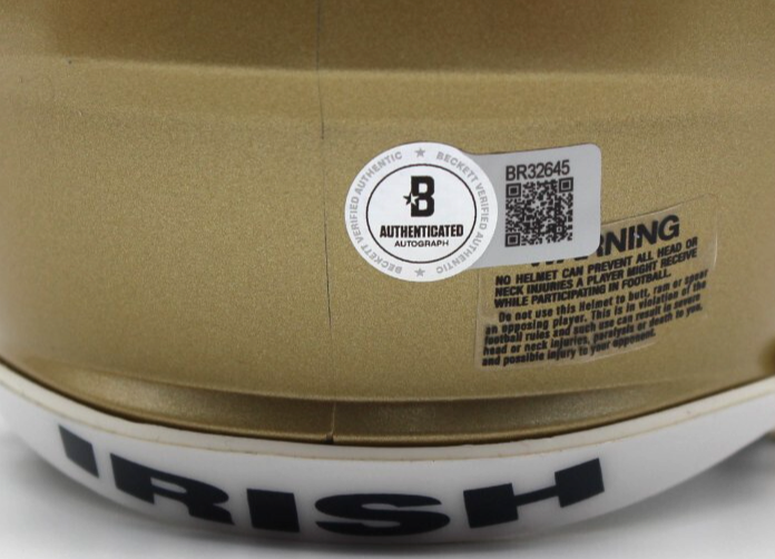 Xavier Watts Signed Notre Dame Irish Mini Football Helmet w/Beckett COA BR32645