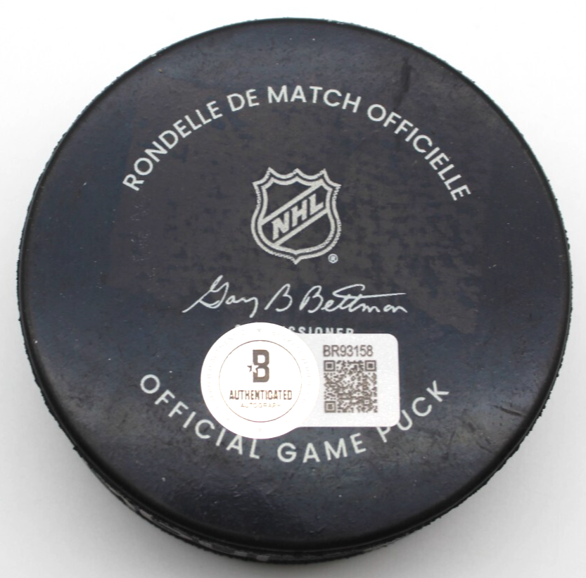 Artyom Levshunov Signed Chicago Blackhawks Game Hockey Puck w/Beckett BR93158
