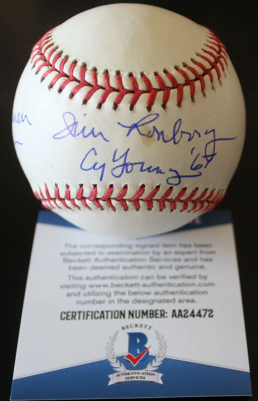 Jim Londborg Signed Official Major League Baseball w/Beckett COA AA24472 Red Sox