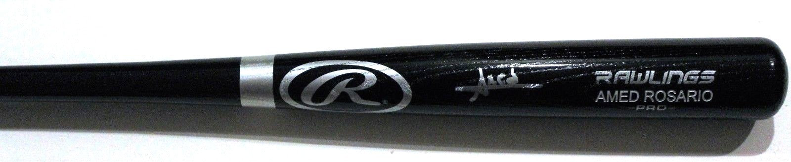 Amed Rosario Cleveland Guardians Signed Black Rawlings Baseball Bat W/JSA COA