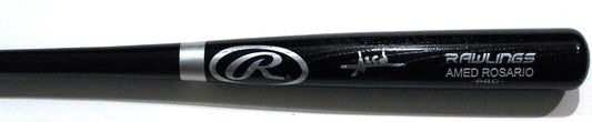 Amed Rosario Cleveland Guardians Signed Black Rawlings Baseball Bat W/JSA COA