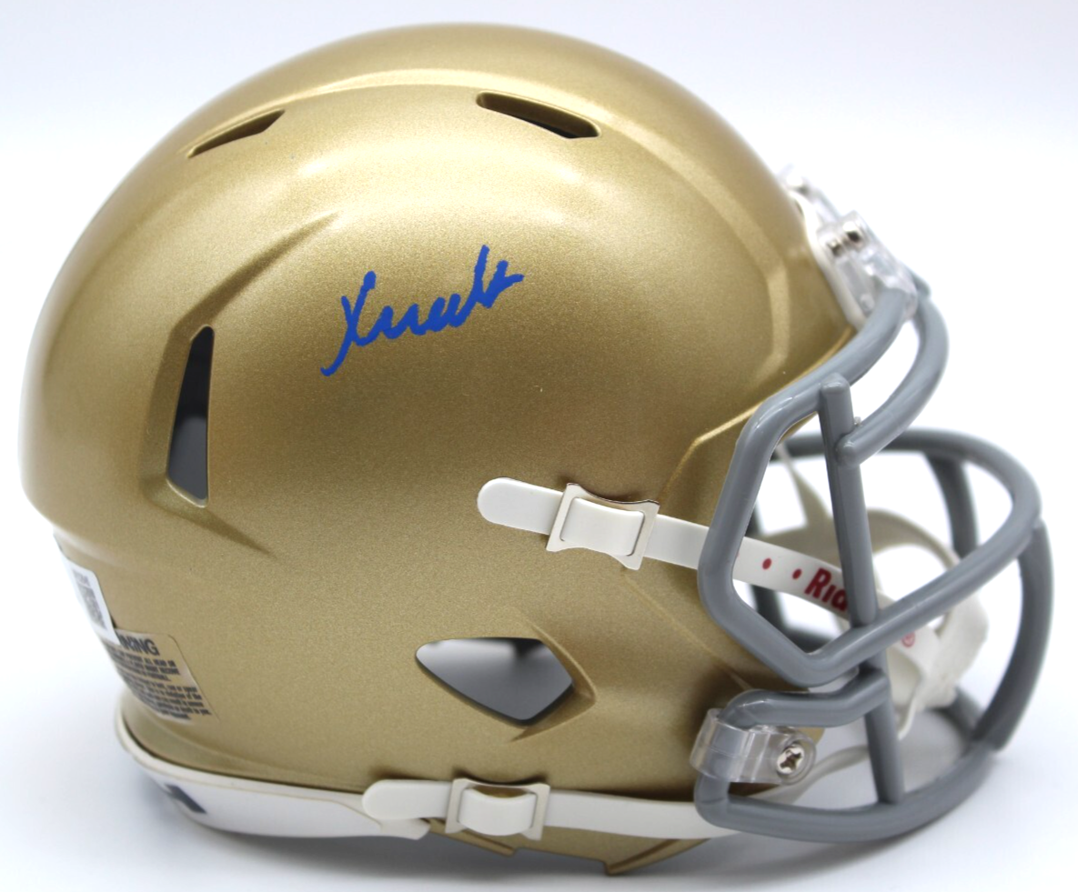 Xavier Watts Signed Notre Dame Irish Mini Football Helmet w/Beckett COA BR32645