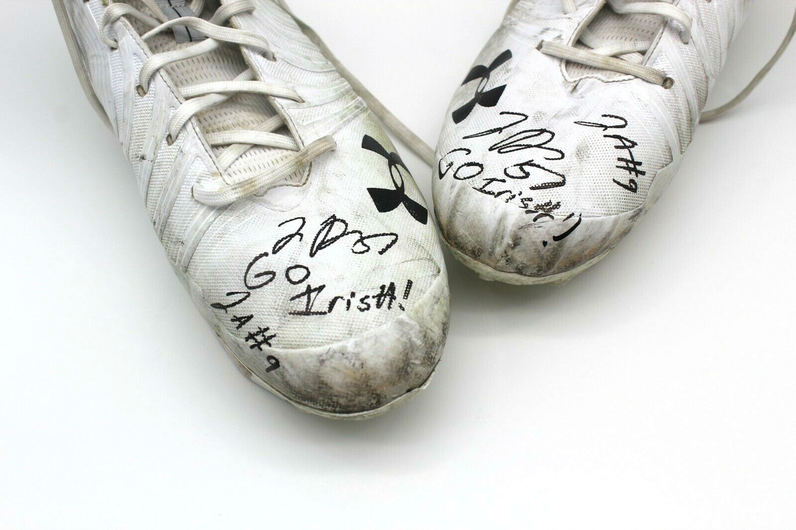 Justin & Jayson Ademilola Signed Under Armour Cleats White Notre Dame w/JSA COA