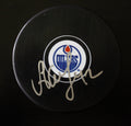 Anton Slepyshev Signed Edmonton Oilers Autograph Puck w/COA 2017 