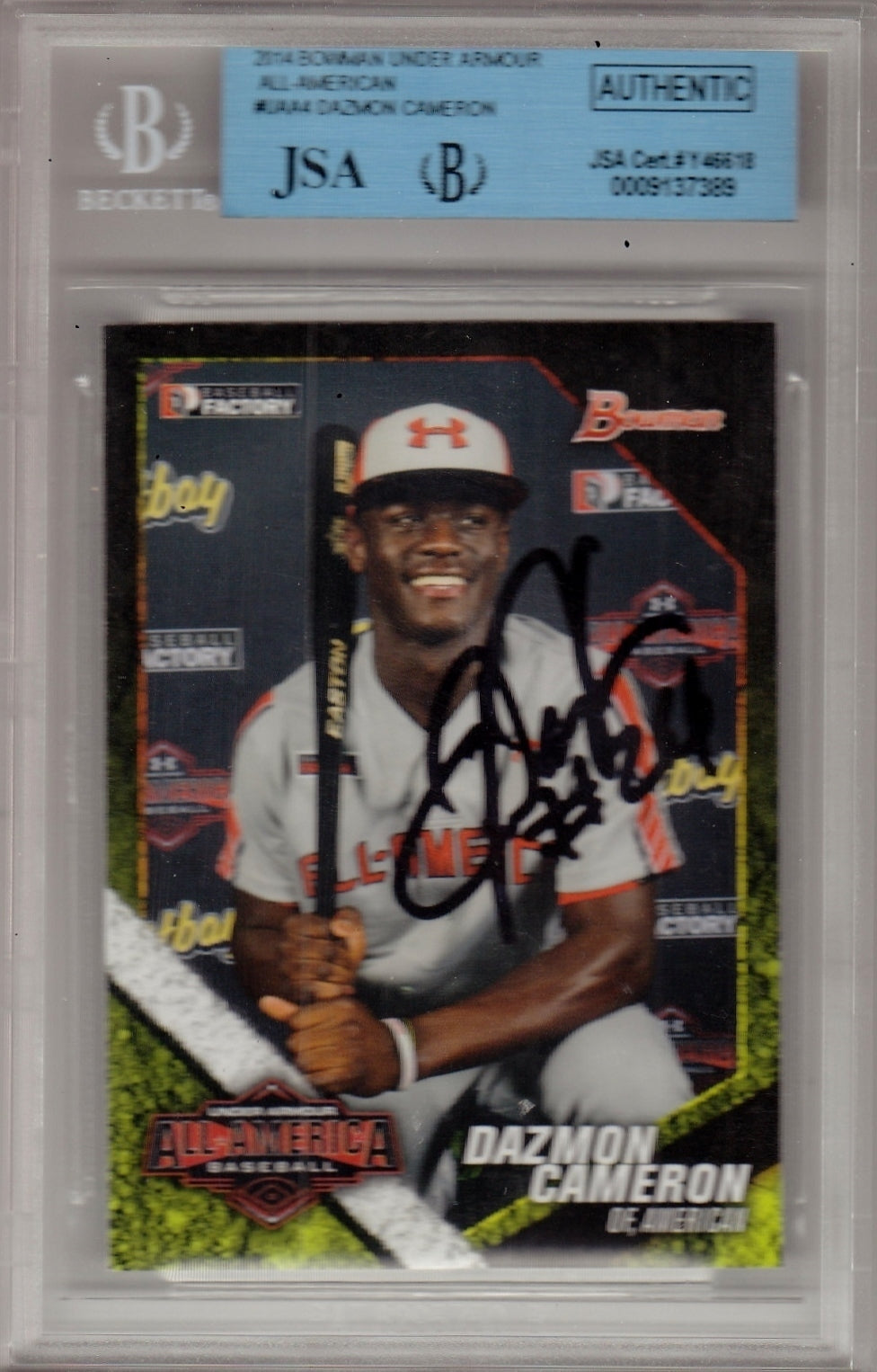 Daz Cameron Signed Bowman 2014 Under Armour Baseball Game Card JSA Authentic