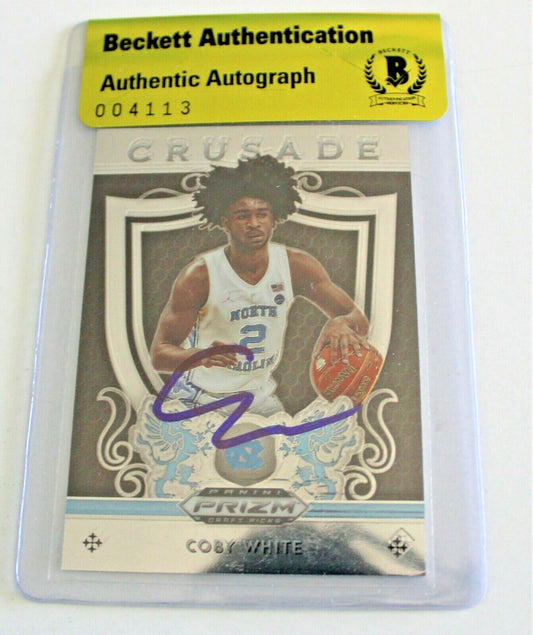 Coby White Signed North Carolina Prizm Rookie Authentic Beckett Bulls 004113