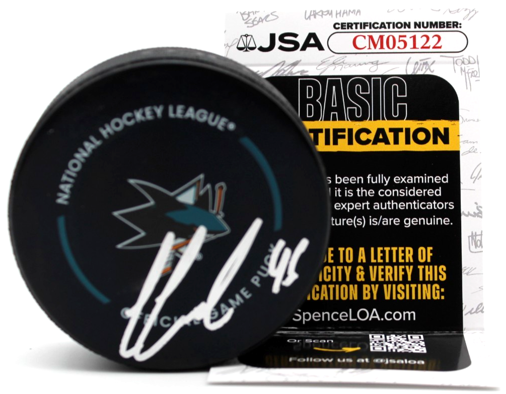 Cam Lund Signed San Jose Sharks Official Hockey Game Puck w/JSA COA CM05122