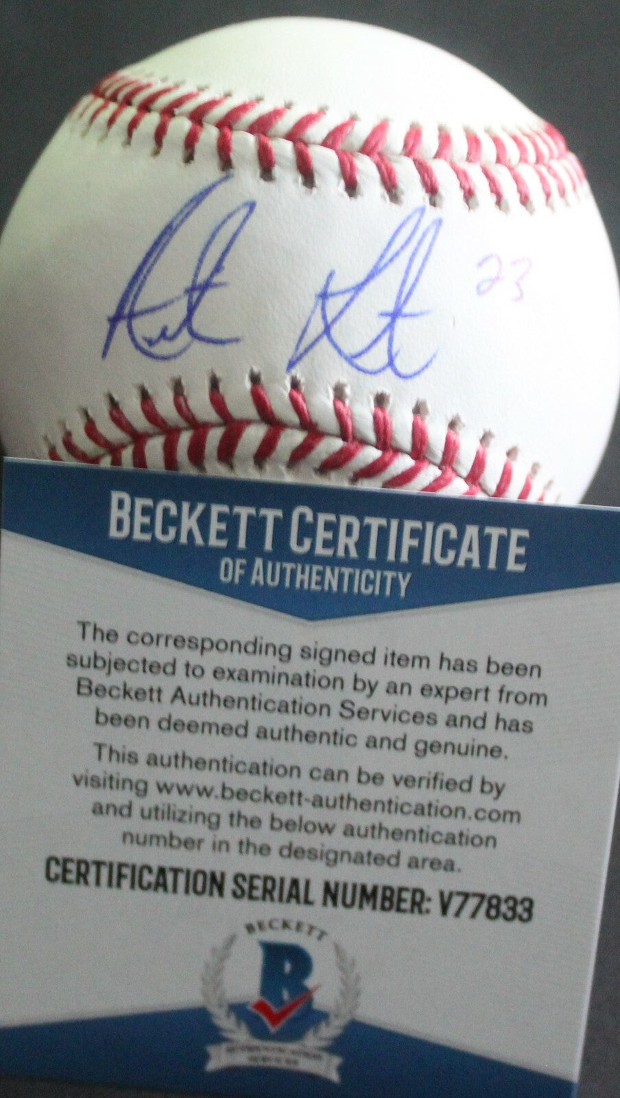 Austin Listi Phillies Signed Official Major League Baseball W/Beckett COA V77833