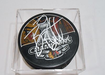 Bryan Bickell Signed 2013 Stanley Cup Puck w/COA Chicago Blackhawks #2