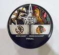 Niklas Svedberg Signed 2013 Stanley Cup Logo Puck w/COA Bruins Blackhawks