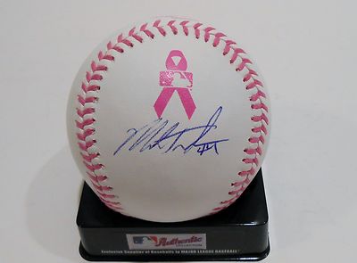 Mark Trumbo Signed 2013 Mother's Day Breast Cancer Baseball w/COA Angels #2
