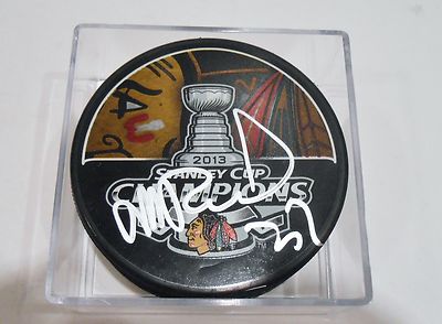 Michal Rozsival Signed 2013 Stanley Cup Puck w/COA Chicago Blackhawks #1