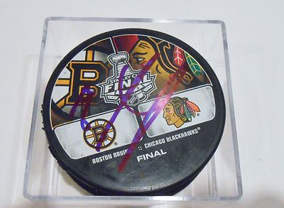 Marcus Kruger Signed 2013 Stanley Cup Puck w/COA Chicago Blackhawks