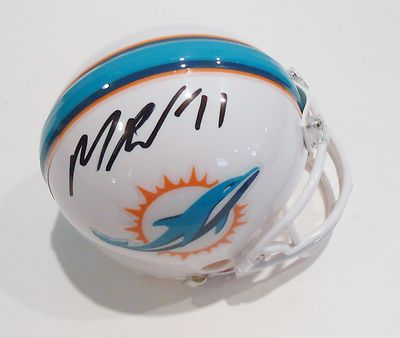 Mike Wallace Signed Miami Dolphins Mini Helmet w/COA 2013 Fins Steelers #1