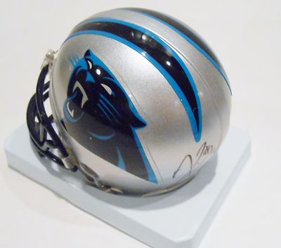 Kenjon Barner Signed Carolina Panthers Mini Replica Football Helmet w/COA