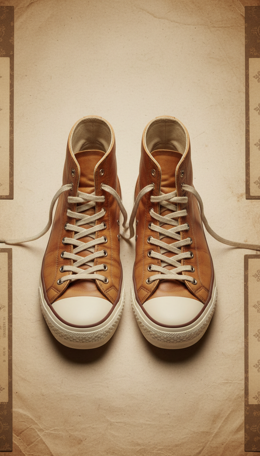 Classic Leather High-Top Sneakers with Vintage Sole